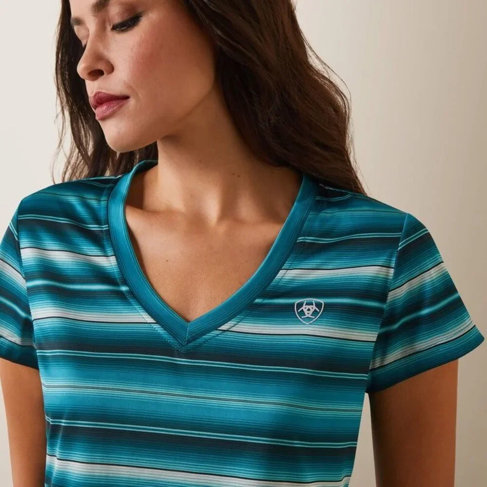 Ariat Laguna AriatTEK® V-Neck Short Sleeve Top Sun Protection Fabric™ Size XL - Picture 3 of 11